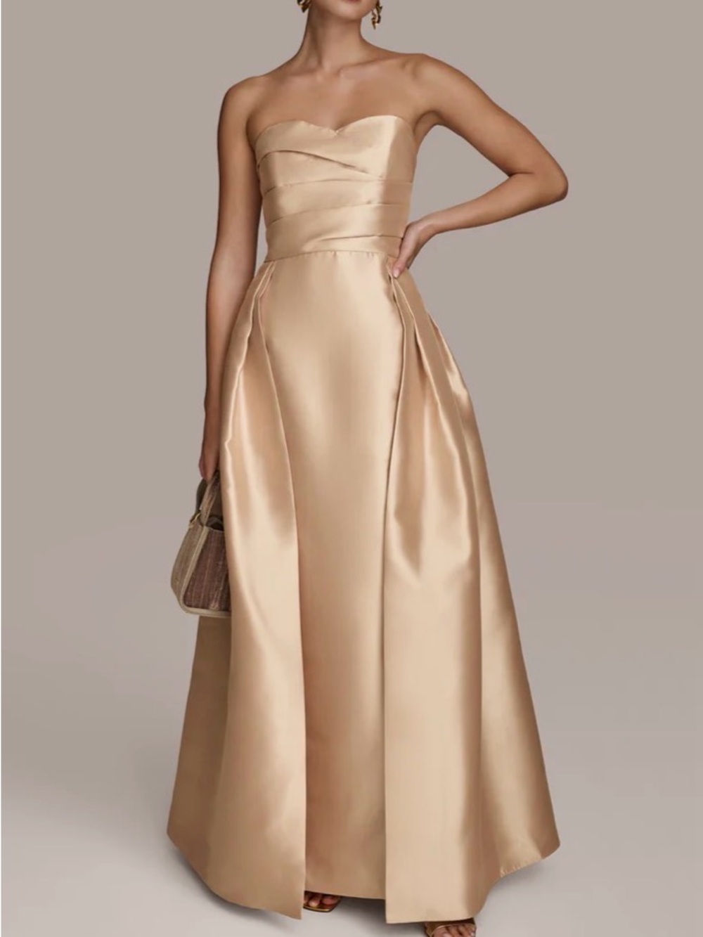 Donna Karan Gold Satin Maxi Dress